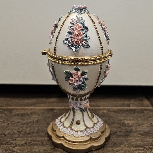 Vintage Lefton Royal Egg Music Trinket Box Hand Painted - Picture 4 of 7